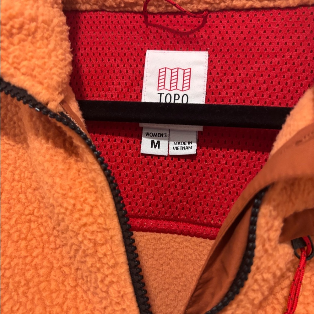 Topo Designs Orange Sherpa Half-Zip Pullover - Picture 2 of 3